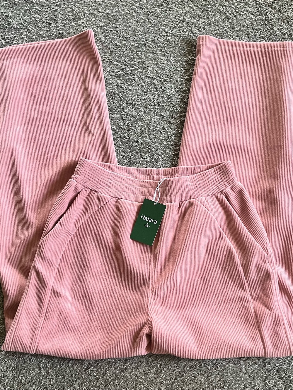 Halara Small Tall Pink Corduroy High Waisted Pants Wide Leg Comfort Soft
